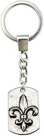 NEWME 1 PCS New Fashion Man Vintage fleur de lis tag Charms Pendant Handmade Jewelry Keychain Key Ring Chain DIY Car Key Accessories Findings