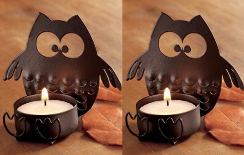 Bronze Owl Tea Light Holder (2 Pack)