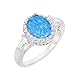 CloseoutWarehouse Oval Cubic Zirconia Halo Ring Sterling Silver (Comes in Colors)