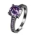Purple Cubic Zirconia Engagement Ring in 18K Black Gold Plated for Women, Size 6-8 (8)