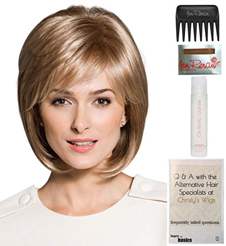 Bundle - 5 Items: Cameron Wig by Rene of Paris, Christy's Wigs Q & A Booklet, 2oz Travel Size Wig Shampoo, Wig Cap & Wide Tooth Comb - Color: MAPLE SUGAR-R