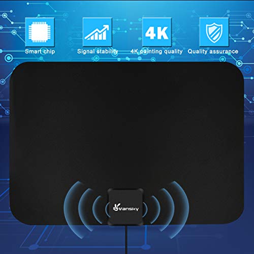 Indoor HD TV Antenna, 2019 Upgraded Digital Amplified 60-90 Mile Range HDTV Antenna 4K HD VHF UHF Fr - //coolthings.us