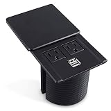 Desktop Power Grommet Data Center Desk Outlet Socket with 2 USB Ports Hidden Design (Black)
