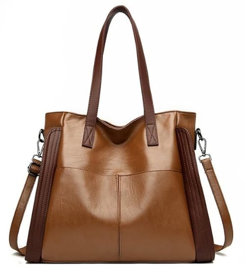 Large women tote bag: Leather handbag purse for ipad books phone - shoulder satchel with strap adjustable for girls ladies females