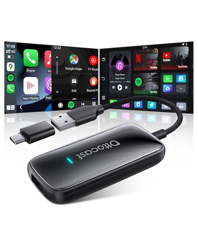 OTTOCAST Play2Video Ultra, Adattatore CarPlay Wireless & Android Auto Adattator con Netflix YouTube WiFi 6 5G Bluetooth 5.4 Adattatore CarPlay Netflix per la maggior parte delle auto dal 2016
