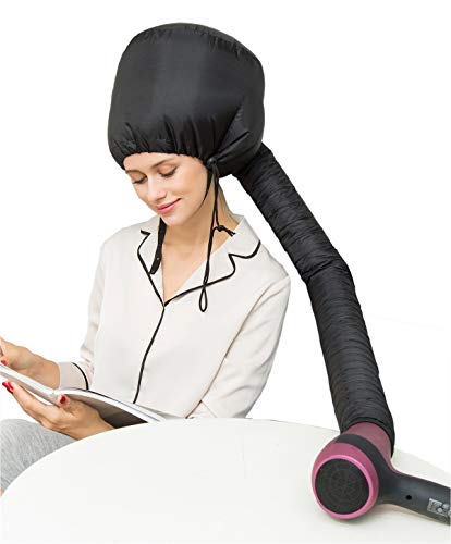Soft Hooded Hair Dryer Bonnet –Electronic Black Dying Attachment with Four Clips, Professional Personal Beauty Care For Women Girls (Black)