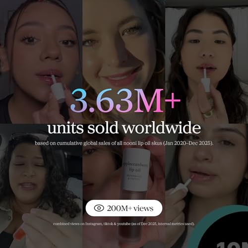 NOONI Korean Lip Oil - Applepeony | Long-Lasting, Moisturizing, Plumping, Revitalizing for Dry Lips, Waterproof, No Peel Off, Hydrating Lip Stain, Stocking Stuffers, Cute Stuff, 0.12 FL Oz