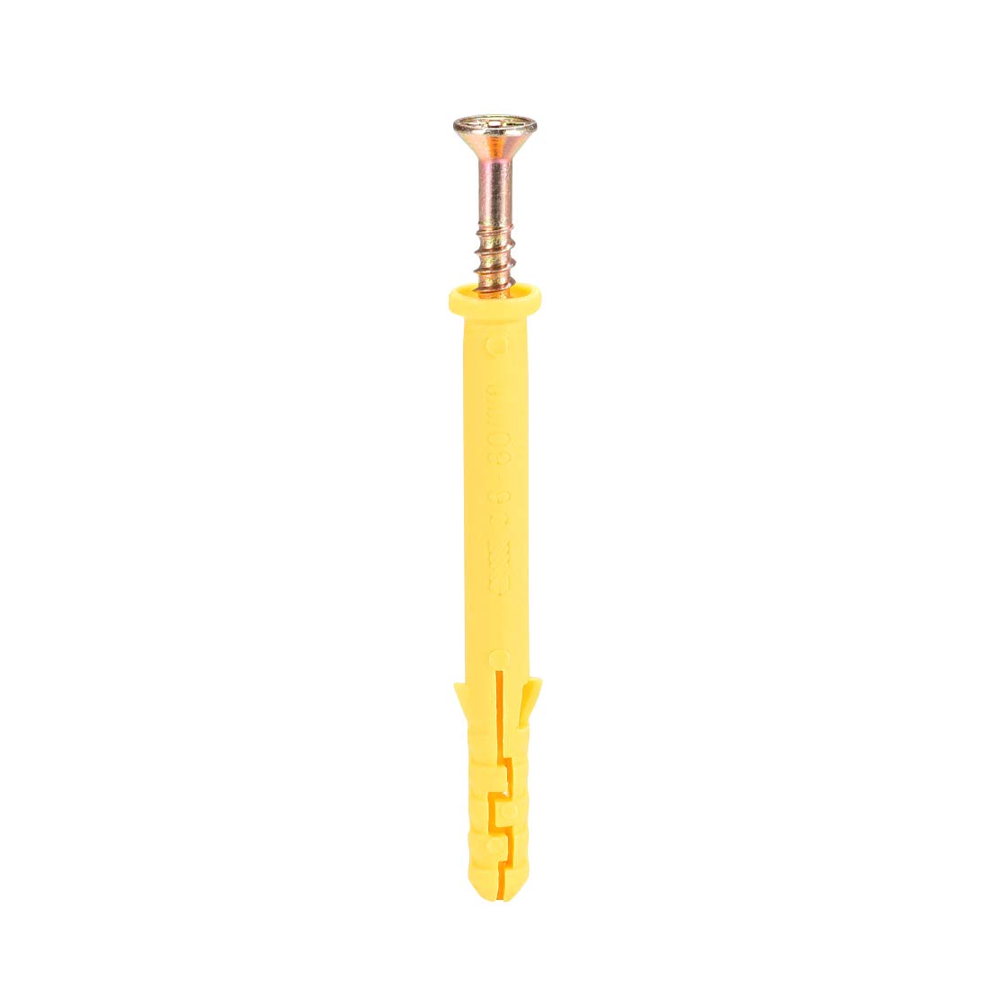sourcing map 6mmx60mm Plastic Expansion Tube for Drywall with Screws Yellow 30pcs