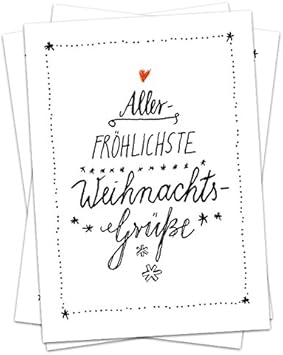 50 Design Weihnachtskarten - Allerfröhlichste Weihnachtsgrüße,  Recyclingpapier Postkarten Set, Tannenbaum Typografie,  Weihnachtspostkarten, Kalligrafie Weihnachtsgruß, schwarz weiß: Amazon.de:  Bürobedarf & Schreibwaren