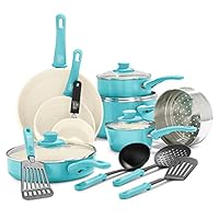 GreenLife Soft Grip Healthy Ceramic Nonstick, 16 Piece Cookware Pots and Pans Set, PFAS-Free, Dishwasher Safe, Caribbean Blue GreenLife Soft Grip Healthy Ceramic Nonstick, 16 Piece Cookware Pots and Pans Set, PFAS-Free, Dishwasher Safe, Caribbean Blue