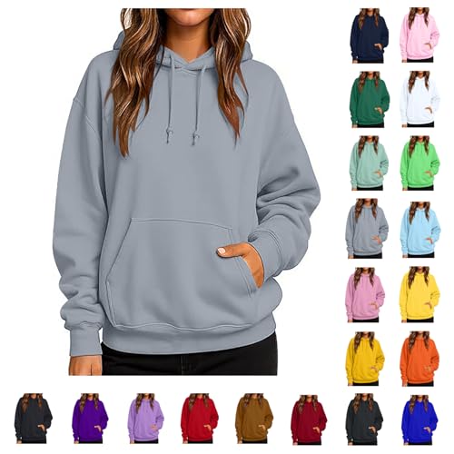 Sweatshirt For Women Oversized Hoodie Hooded With Pocket 2025 Fashion And Casual Plain Hoodies Womens Fleece Hoodie Loose Long Sleeve Sweatshirt Fall And Winter For Women Grey L