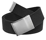 Wide 1.5 Brushed Silver Flip Top Men's Belt Buckle with Canvas Web Belt