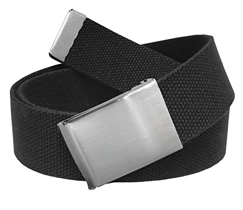 Men's Golf Belt in 1.5 Brushed Silver Flip Top Buckle with Canvas Web Belt