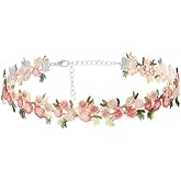 QLUYCKW Embroidery Rose Necklaces Handmade Bohemia Lace Chokers Colorful Flower Clavicular Chain Fashion Classic Jewelry for Women Gift