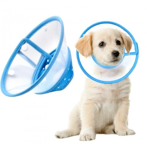 Shengxi Pet Protective Collar Adjustable Elizabethan Collar, Plastic Recovery Collar Cone Shape Anti Bite or Licking Collar for Small Dogs Cats 1-2kg, Blue