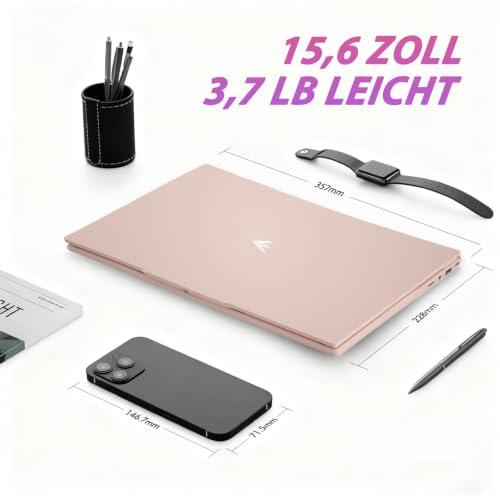 Auusda Laptop 15,6 Zoll, Prozessor N5100 (2,8 GHz), 16 GB RAM, 512 GB SSD | 1920×1080, 6000 mAh, Dualband-WiFi, Bluetooth 4.2, integrierte Webcam, leicht mit 1,6 kg