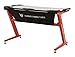Ficmax Gaming Desk Z Shaped Gaming Computer Desk with LED Light Pro Gamer Computer Table with Leather Fender Cloth Ergonomic PC Desk for Gamer Z Leg Home Office Desk Large Size Esport Gaming Desk(Red)