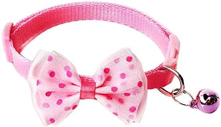 ZHUOTOP Adjustable Cat Collars Cute Bow-tie with Bell, Safety Identification Collars for Puppy Dogs, Kitten and Other Small Pets (Pink)