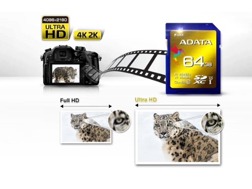 ADATA 64GB Read 95 MB/s and Write 85 MB/s SDXC UHS-I U3 Class 10 Memory Card (ASDX64GXUI3CL10-R)