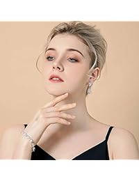 Aretes colgantes con forma de gota, para boda. Aretes de gota con circonita cúbica. Joyas para boda, estilo austríaco, para mujer.