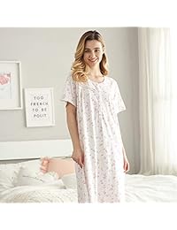 Keyocean Camisones de noche para dama, de algodón, manga corta, camisetas largas, ropa de dormir suave y ligera