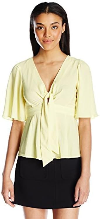 yellow flutter sleeve top