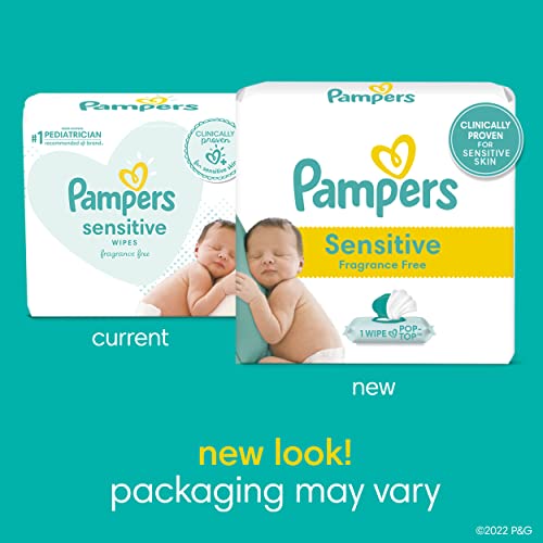 Pampers Sensitive Baby Wipes - 168 Count, Water Based, Hypoallergenic and Unscented (Packaging May Vary)