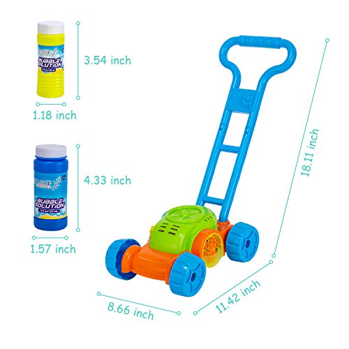 Oak Leaf Bubble Mower, Kid Lawn Mower Machine Outdoor Push Toys with 3 Bubble Solutions (12oz and 24oz) and 3 Bubble Sticks, for Kid Baby Toddler - Thumbnail 5