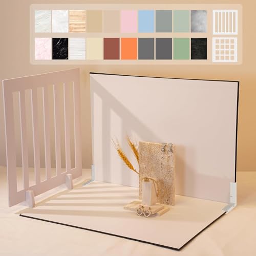 Small Product Photoshoot Props kit, Double-Sided Photo Background Boards with 20 Patterns, Mini Product Shoot Props for Food, Jewelry, Cosmetics, and E-Commerce (10 Boards, 16.5x11.4 Inch)