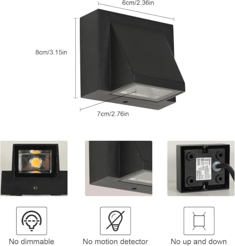 Tealight 2 Pieces Outdoor Wall Lights 5 W, 3000 K, IP65 Waterproof | Warm Light LED Wall Lamp, Square Aluminium Outdoor Sconce for Garden, Porch, Garage, Patio, Bedroom, Living Room