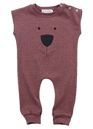 Ma&Baby Infant Baby Girl Boys Bear Jumpsuit Animal Cotton Romper Toddler Clothes, 0-6 Months (Tag 70),Wine red)