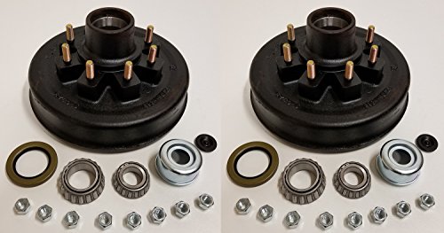 eCustomhitch 2-Pk 12 in. x 2 Trailer Brake Hub Drum Kit w/Bearings Seal Cap Lugs (8 on 6.5)