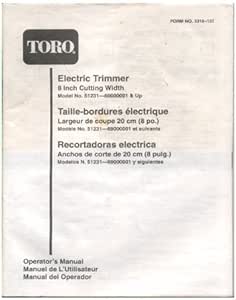 Amazon.com : Original 1994-1999 Toro Electric Trimmer 8 Model 51231