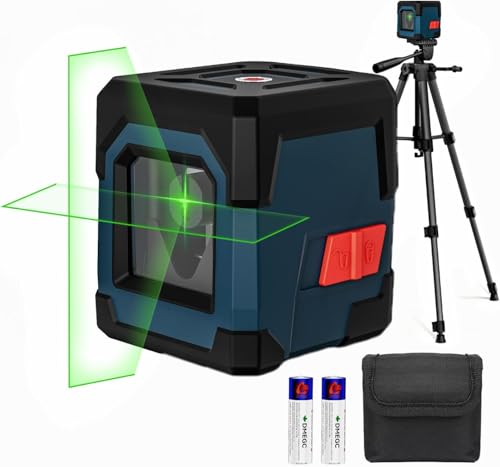 Laser Spirit Level with 1.2 m Iron Tripod, RockSeed Cross Line Laser with Self-Levelling, Vertical and Horizontal Line, 360 Degree Rotation, Carry Bag, Battery Included