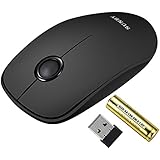 Slim Wireless Mouse,2.4G Ultra Thin Computer Mouse With Nano Receiver, Noiseless and Silent Click ,Travel Portable Mice for Laptop,Mac,Notebook,PC and Tablet (1Battery Included)