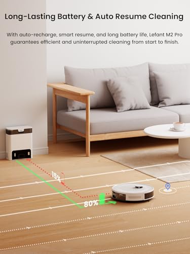 Lefant M2 Pro Robot Vacuum Cleaner with Mop — 90-Day Bagless Self-Emptying, 6000Pa Suction with Carpet Auto-Boost, dToF LiDAR Navigation, 2-in-1 Sweep & Mop, Ideal for Hard Floors & Carpets