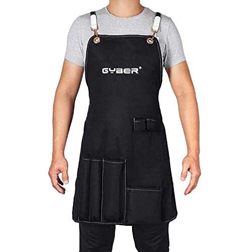 Oxford Grilling Apron, Adjustable BBQ Aprons for Men Dad, Water Oil Stain Resistant Chef Bib Apron with 6 Pockets, 69\
