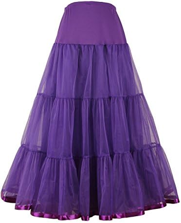 promdressesol Women's Ankle Length Petticoat Crinoline Underskirt For Long Dress (XL-XXL, Purple)