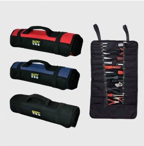Click Here to See More Images KIVEN Nylon Multi-Purpose red ,black,blue mechanics tool set 22-Pocket Socket hand tool sets electrical rolling tool bags pouch Bag Carrier protection tool wear waterproof for Sets (color by random)
