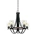 Westinghouse 6331900 Barnwell Five-Light Indoor Chandelier, Textured Iron and Barnwood Finish with Clear Hammered Glass