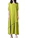 Mordenmiss Women's New Cotton Linen Long Sleeve Layered Dress Green, One Size