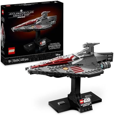 LEGO Star Wars 75404 Acclamator Class Assault Ship - Presente para os pais fãs de Attack of the Clones - Adult Starship Build Model - Home Decor