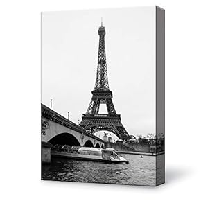 Canvas Wall Art Eiffel Tower Canvas Painting Wall Poster Decor for Living Room Wooden Framed Home Decorations - 12x18 inches