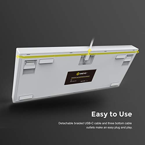 DREVO Gramr Teclado Mecánico con Cable USB, Tipo TKL, 84 Teclas, Retroiluminación LED Blanca, Tamaño 75%, Interruptores Cherry MX Marrón - Imagen 7
