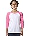 Next Level Big Boys' Raglan Baby Rib-Knit T-Shirt, X-Small, Hot Pink/ White