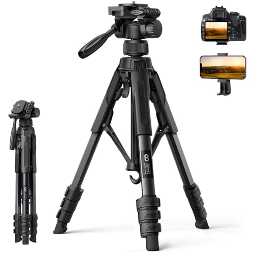 Lamicall Trípode para Cámara Fotografica - 170cm Despliegue Rápido de Patas Patentado, Carga Máx. 8kg,Aluminum Tripie Celular para Video, Fotografía, con Bolsa de Transporte, para DSLR, iPhone, GoPro