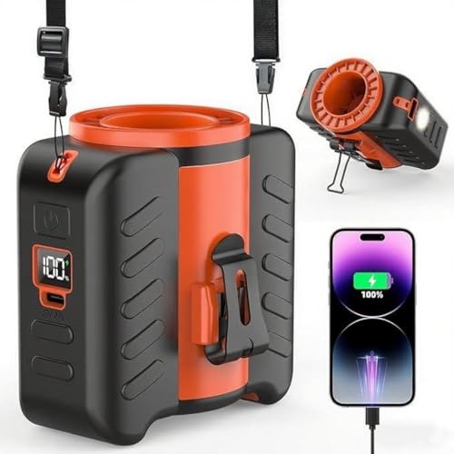 Humutan Powerful and Lightest Portable Waist Fan Clip on Belt with Strong Airflow, Wearable Personal Mini Neck Fan Rechargeable, 5 Speeds with Lights, 67H Cooling for Outdoor Camping Travel