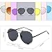 SOJOS Aviator Sunglasses Metal Frame Flat Mirrored Lens SJ1004 with Black Frame/Grey Lens