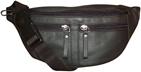 Black Genuine Leather Waist Pouch for Men,Boys,Girls & Women