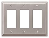 Amerelle 163RRRBN Century Brushed Nickel Steel 3 Rocker Wallplate